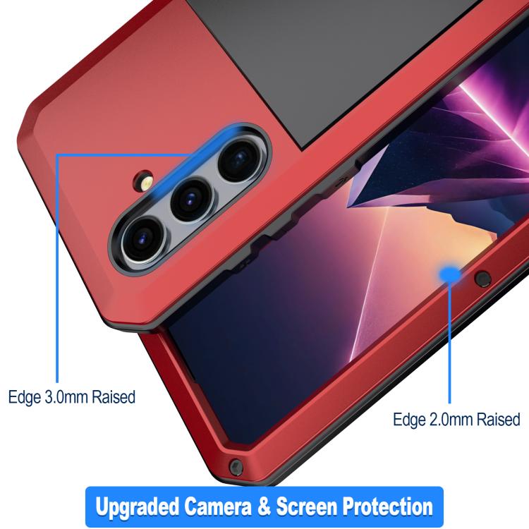 For Samsung Galaxy S25 5G Shockproof Life Waterproof Silicone + Zinc Alloy Phone Case(Red) - Galaxy S25 5G Cases by buy2fix | Online Shopping UK | buy2fix