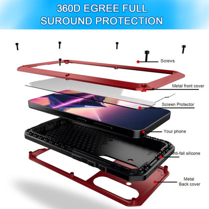 For Samsung Galaxy S25 5G Shockproof Life Waterproof Silicone + Zinc Alloy Phone Case(Red) - Galaxy S25 5G Cases by buy2fix | Online Shopping UK | buy2fix