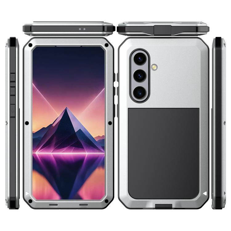 For Samsung Galaxy S25 5G Shockproof Life Waterproof Silicone + Zinc Alloy Phone Case(Silver) - Galaxy S25 5G Cases by buy2fix | Online Shopping UK | buy2fix