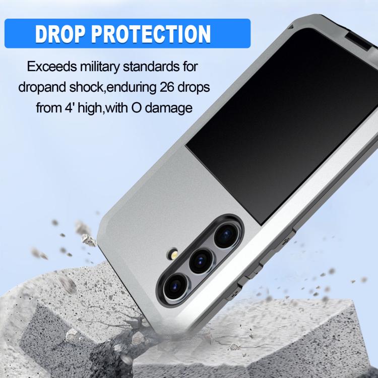 For Samsung Galaxy S25 5G Shockproof Life Waterproof Silicone + Zinc Alloy Phone Case(Silver) - Galaxy S25 5G Cases by buy2fix | Online Shopping UK | buy2fix