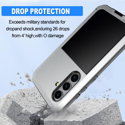 For Samsung Galaxy S25 5G Shockproof Life Waterproof Silicone + Zinc Alloy Phone Case(Silver) - Galaxy S25 5G Cases by buy2fix | Online Shopping UK | buy2fix