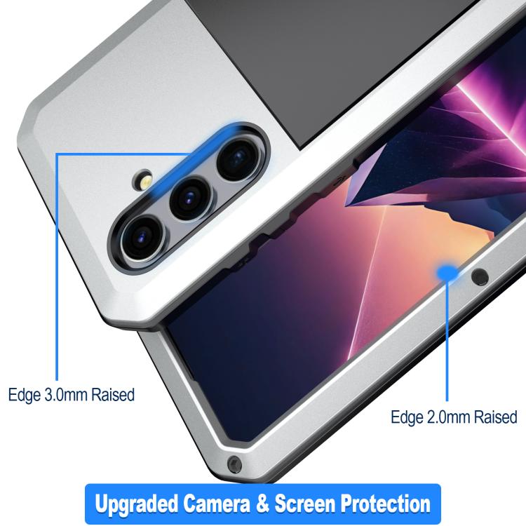 For Samsung Galaxy S25 5G Shockproof Life Waterproof Silicone + Zinc Alloy Phone Case(Silver) - Galaxy S25 5G Cases by buy2fix | Online Shopping UK | buy2fix