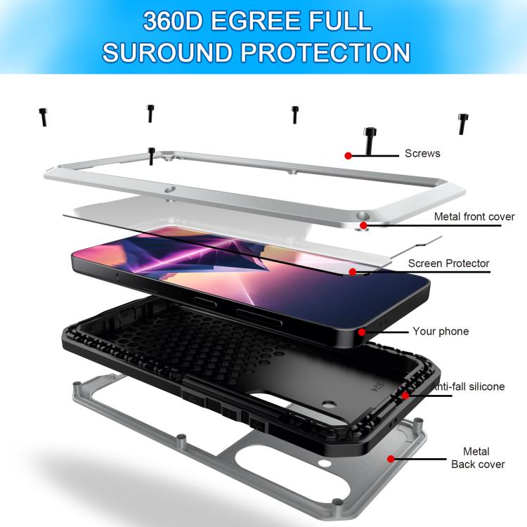 For Samsung Galaxy S25 5G Shockproof Life Waterproof Silicone + Zinc Alloy Phone Case(Silver) - Galaxy S25 5G Cases by buy2fix | Online Shopping UK | buy2fix