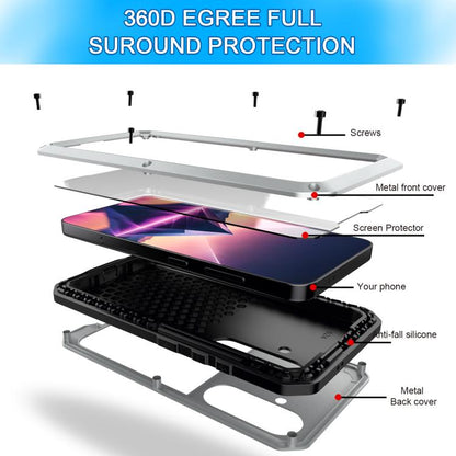 For Samsung Galaxy S25 5G Shockproof Life Waterproof Silicone + Zinc Alloy Phone Case(Silver) - Galaxy S25 5G Cases by buy2fix | Online Shopping UK | buy2fix