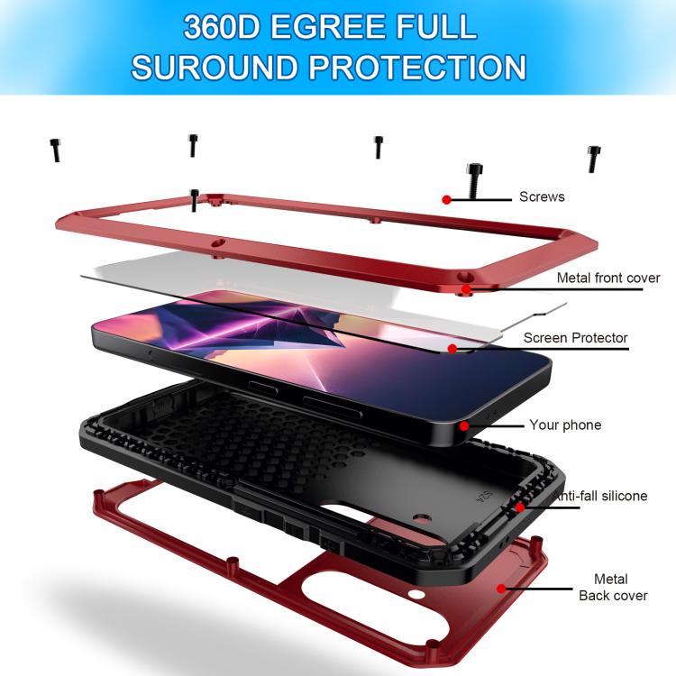 For Samsung Galaxy S25+ 5G Shockproof Life Waterproof Silicone + Zinc Alloy Phone Case(Red) - Galaxy S25+ 5G Cases by buy2fix | Online Shopping UK | buy2fix