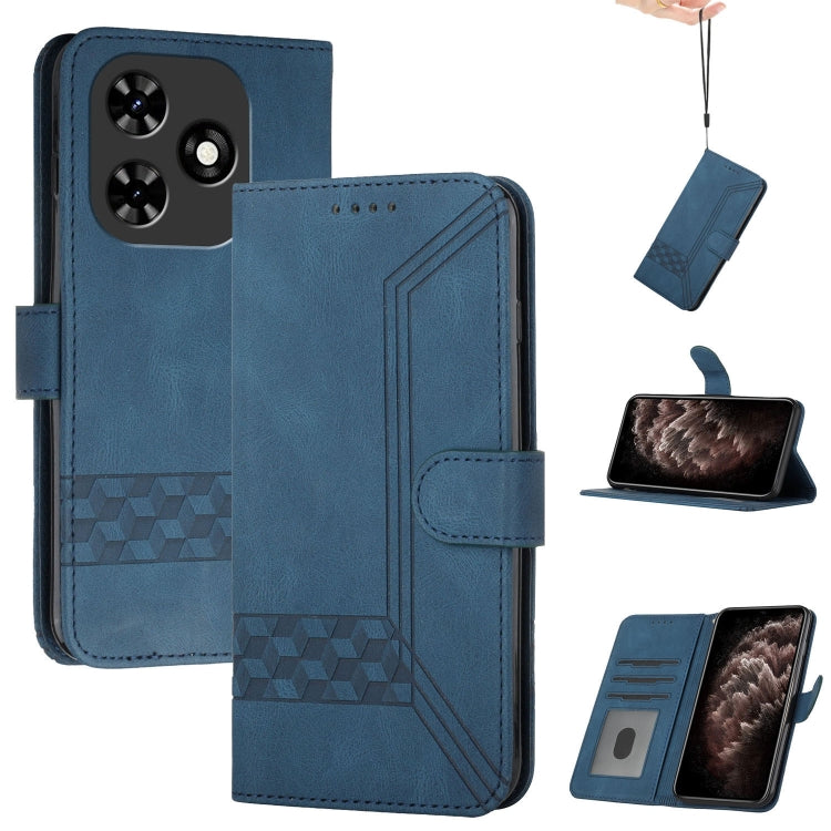 For Tecno Spark Go 2024 Cubic Skin Feel Flip Leather Phone Case(Blue) by buy2fix