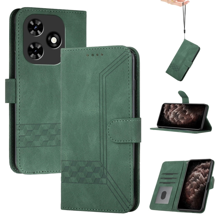 For Tecno Spark Go 2024 Cubic Skin Feel Flip Leather Phone Case(Green) by buy2fix