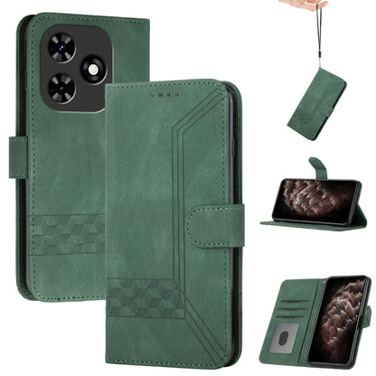 For Tecno Spark Go 2024 Cubic Skin Feel Flip Leather Phone Case(Green) by buy2fix