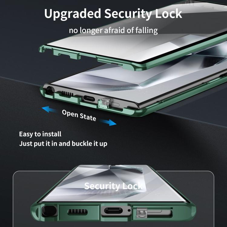 For Samsung Galaxy S25 Ultra 5G MagSafe Magnetic HD Frosted Tempered Glass Holder Phone Case(Green) - Galaxy S25 Ultra 5G Cases by buy2fix | Online Shopping UK | buy2fix