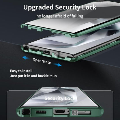For Samsung Galaxy S25 Ultra 5G MagSafe Magnetic HD Frosted Tempered Glass Holder Phone Case(Green) - Galaxy S25 Ultra 5G Cases by buy2fix | Online Shopping UK | buy2fix