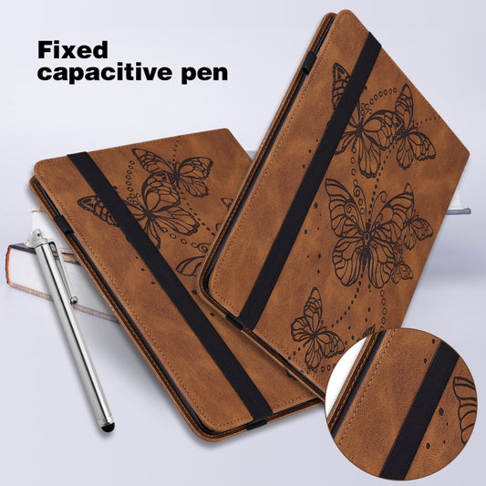 For Lenovo Tab M11 / Xiaoxin Pad 11 2024 Embossed Butterfly Pattern Leather Tablet Case(Brown) by buy2fix