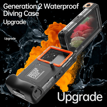 Diving Shell Gen2 Upgrade IP68 Waterproof Phone Case(Black Orange) - Waterproof Bag by buy2fix | Online Shopping UK | buy2fix