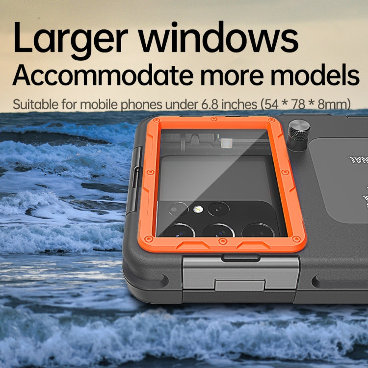 Diving Shell Gen2 Upgrade IP68 Waterproof Phone Case(Black Orange) - Waterproof Bag by buy2fix | Online Shopping UK | buy2fix