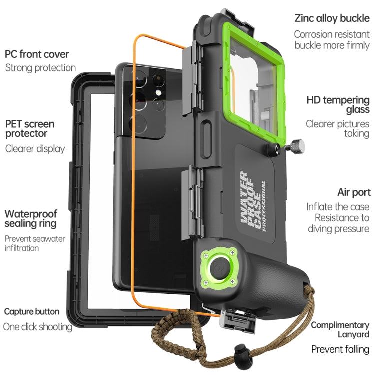 Diving Shell Gen2 Upgrade IP68 Waterproof Phone Case(Black Green) - Waterproof Bag by buy2fix | Online Shopping UK | buy2fix