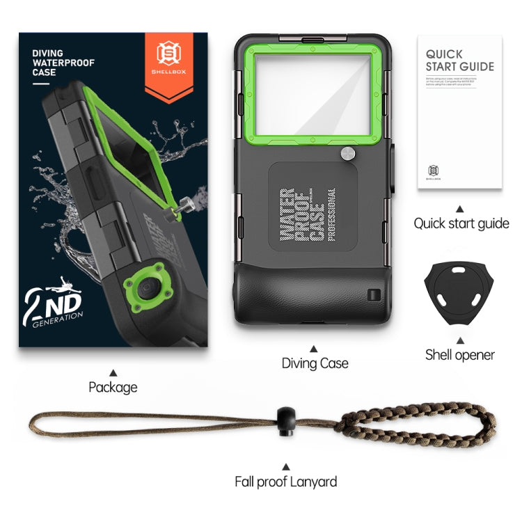 Diving Shell Gen2 Upgrade IP68 Waterproof Phone Case(Black Green) - Waterproof Bag by buy2fix | Online Shopping UK | buy2fix