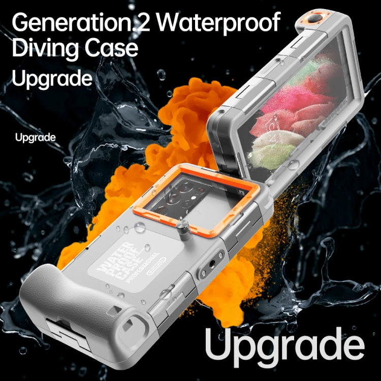 Diving Shell Gen2 Upgrade IP68 Waterproof Phone Case(Grey Orange) - Waterproof Bag by buy2fix | Online Shopping UK | buy2fix