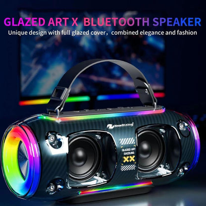 New Rixing NR8806 Portable Outdoor Wireless Bluetooth Speaker RGB Colorful Subwoofer, Style:Without Mic(Blue) - Desktop Speaker by NewRixing | Online Shopping UK | buy2fix