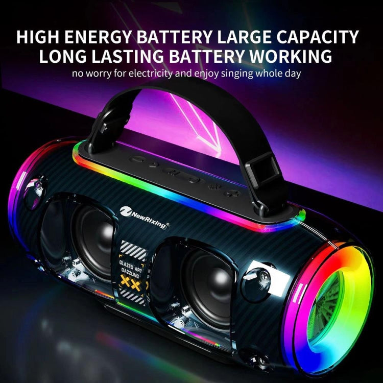 New Rixing NR8806 Portable Outdoor Wireless Bluetooth Speaker RGB Colorful Subwoofer, Style:Without Mic(Black) - Desktop Speaker by NewRixing | Online Shopping UK | buy2fix