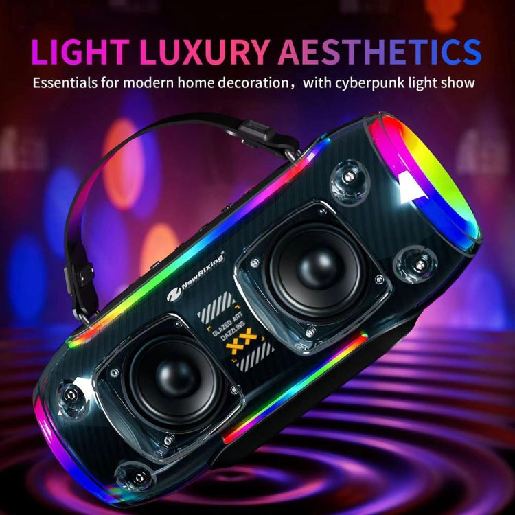 New Rixing NR8806 Portable Outdoor Wireless Bluetooth Speaker RGB Colorful Subwoofer, Style:Single Mic(Blue) - Desktop Speaker by NewRixing | Online Shopping UK | buy2fix