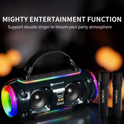 New Rixing NR8806 Portable Outdoor Wireless Bluetooth Speaker RGB Colorful Subwoofer, Style:Dual Mic(Black) - Desktop Speaker by NewRixing | Online Shopping UK | buy2fix