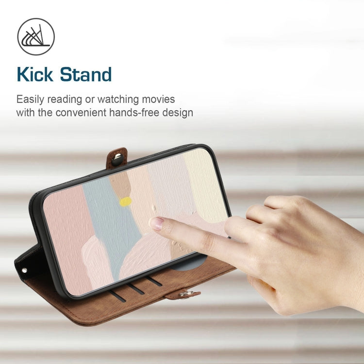 For Tecno Spark Go 2024 Side Buckle Double Fold Hand Strap Leather Phone Case(Brown) by buy2fix