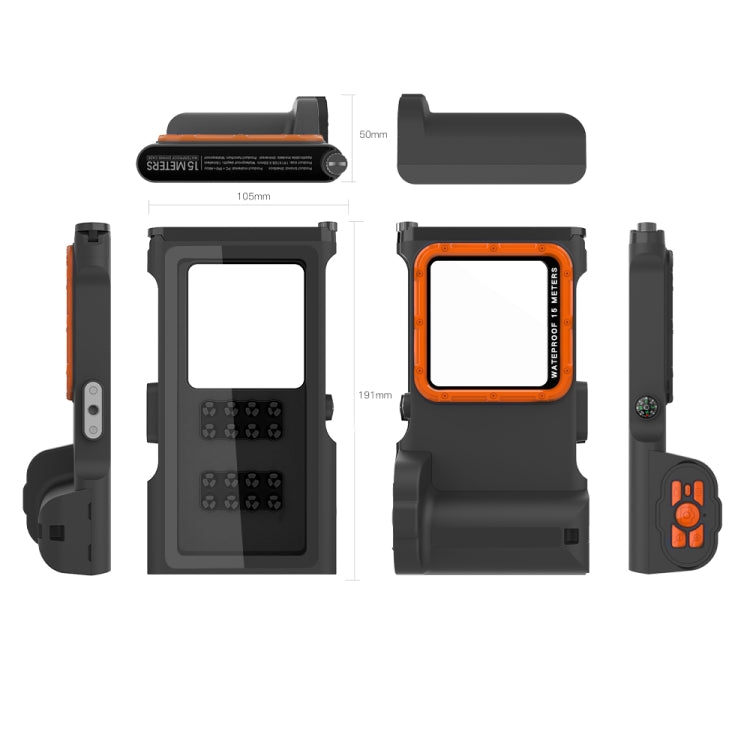 Diving Shell Gen3 Bluetooth Waterproof Phone Case(Black Orange) - Waterproof Bag by buy2fix | Online Shopping UK | buy2fix
