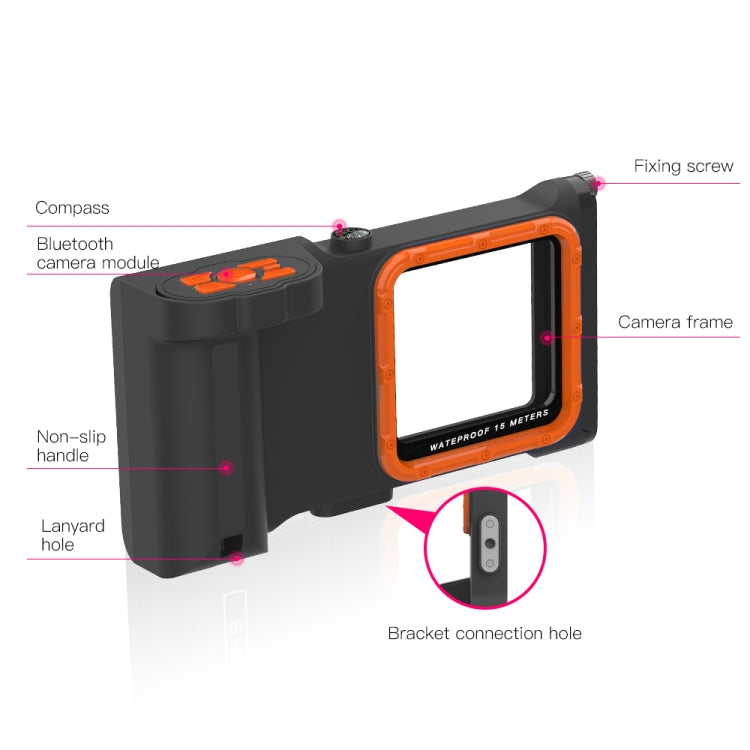 Diving Shell Gen3 Bluetooth Waterproof Phone Case(Black Orange) - Waterproof Bag by buy2fix | Online Shopping UK | buy2fix