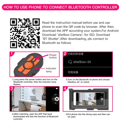 Diving Shell Gen3 Bluetooth Waterproof Phone Case(Black Orange) - Waterproof Bag by buy2fix | Online Shopping UK | buy2fix