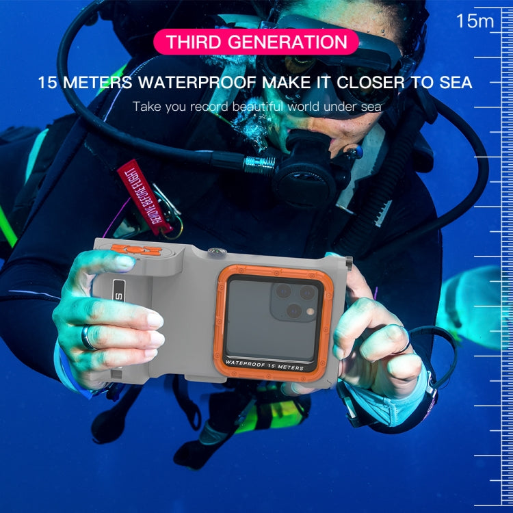 Diving Shell Gen3 Bluetooth Waterproof Phone Case(Grey Orange) - Waterproof Bag by buy2fix | Online Shopping UK | buy2fix