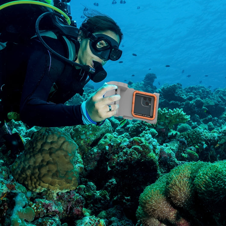 Diving Shell Gen3 Bluetooth Waterproof Phone Case(Grey Orange) - Waterproof Bag by buy2fix | Online Shopping UK | buy2fix