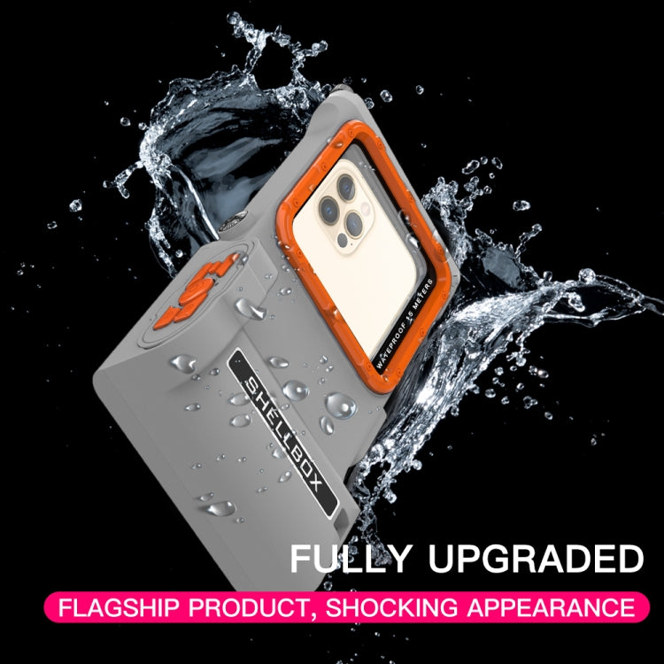 Diving Shell Gen3 Bluetooth Waterproof Phone Case(Grey Orange) - Waterproof Bag by buy2fix | Online Shopping UK | buy2fix