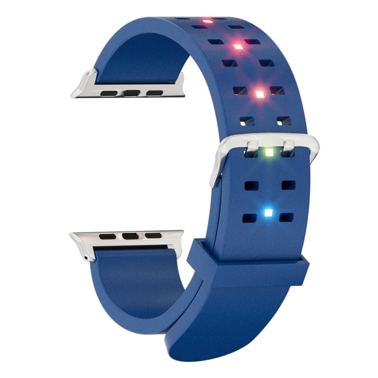 For Apple Watch Series 9 45mm Luminous Colorful Light Silicone Watch Band(Blue) - Watch Bands by buy2fix | Online Shopping UK | buy2fix