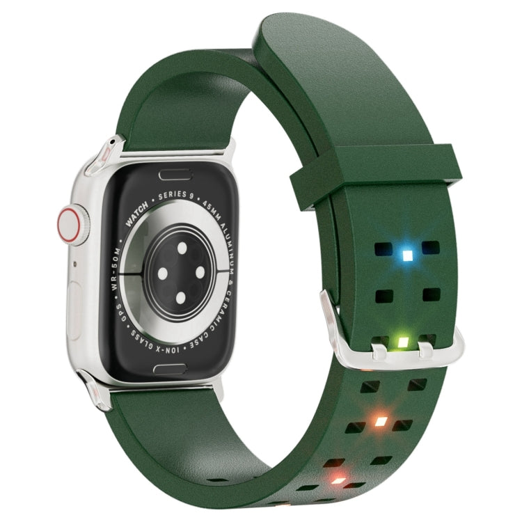 For Apple Watch SE 2022 44mm Luminous Colorful Light Silicone Watch Band(Green) by buy2fix