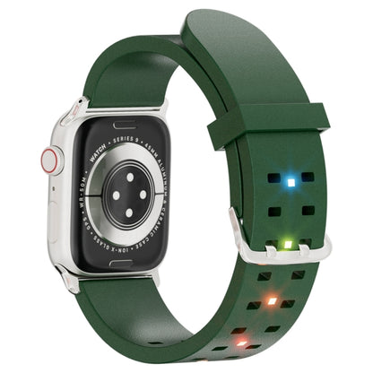 For Apple Watch SE 2022 44mm Luminous Colorful Light Silicone Watch Band(Green) by buy2fix