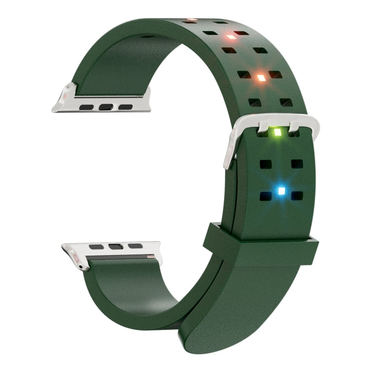 For Apple Watch SE 2022 44mm Luminous Colorful Light Silicone Watch Band(Green) by buy2fix