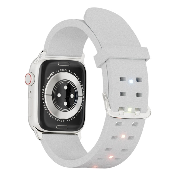For Apple Watch Series 6 44mm Luminous Colorful Light Silicone Watch Band(Light Grey) by buy2fix