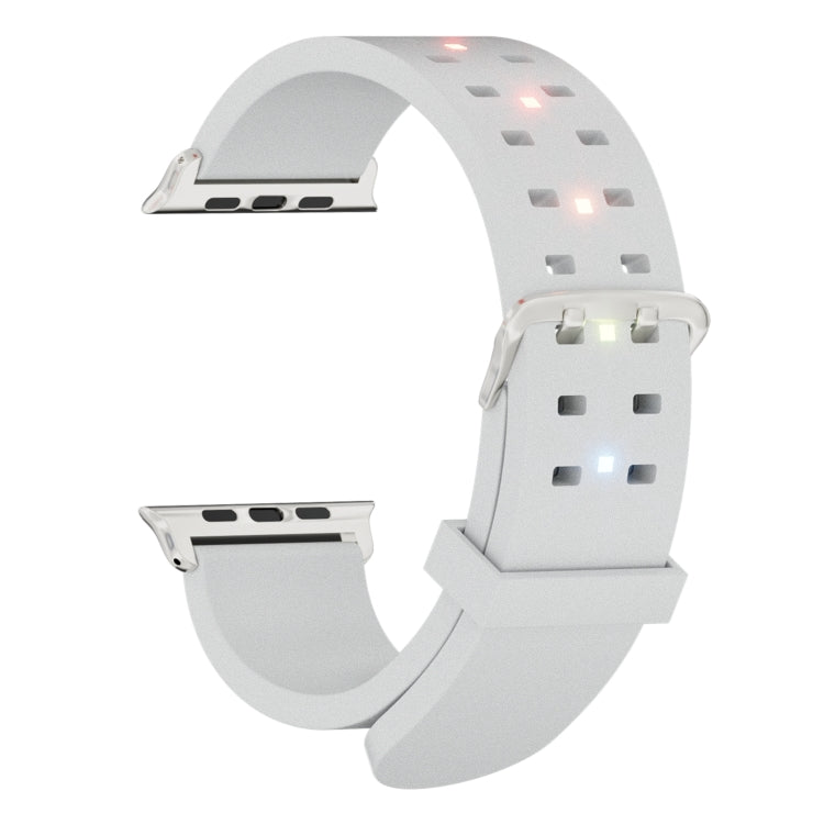 For Apple Watch Series 6 44mm Luminous Colorful Light Silicone Watch Band(Light Grey) by buy2fix