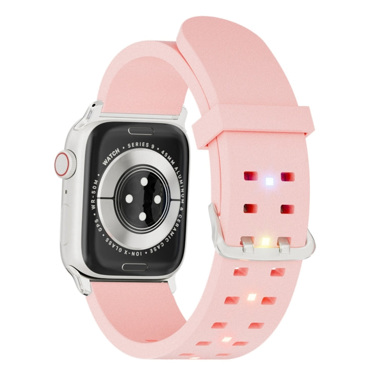 For Apple Watch Series 5 44mm Luminous Colorful Light Silicone Watch Band(Pink) by buy2fix