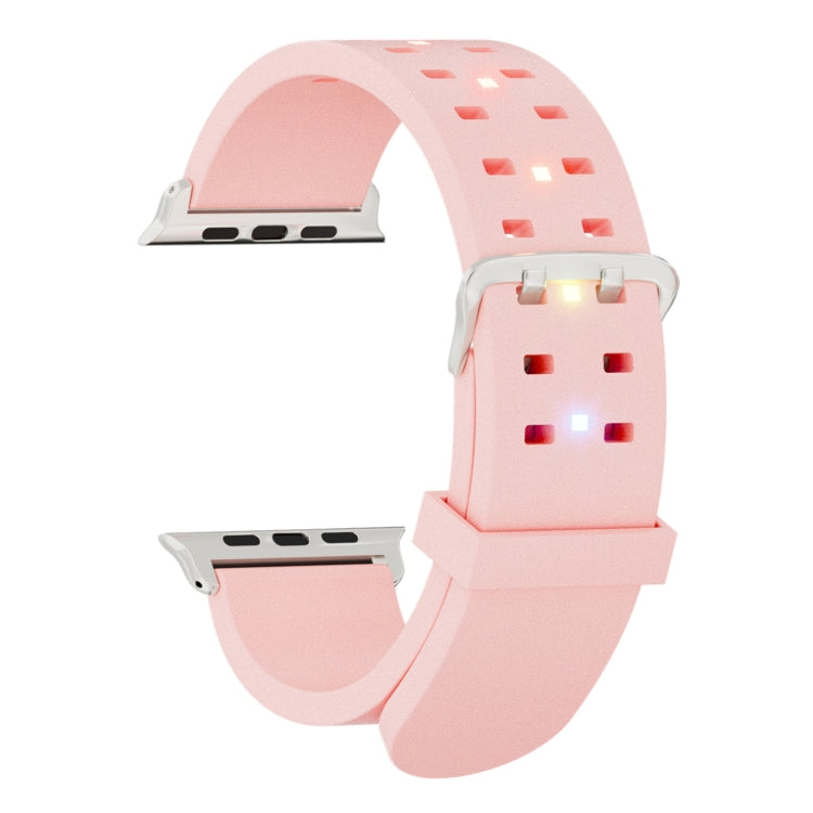 For Apple Watch Series 5 40mm Luminous Colorful Light Silicone Watch Band(Pink) by buy2fix