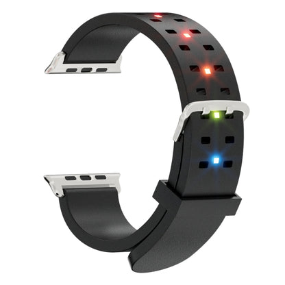 For Apple Watch Series 2 38mm Luminous Colorful Light Silicone Watch Band(Black) by buy2fix