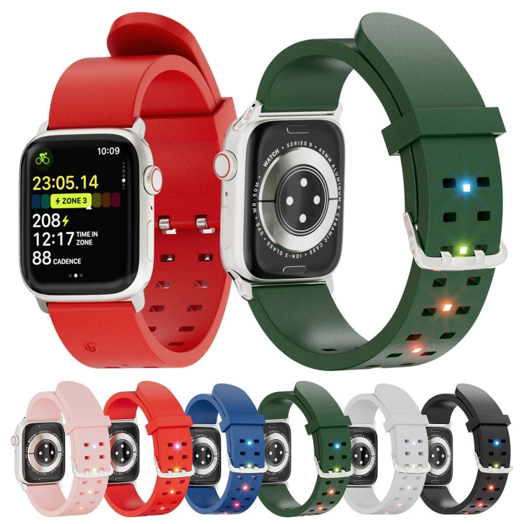 For Apple Watch Series 2 38mm Luminous Colorful Light Silicone Watch Band(Black) by buy2fix