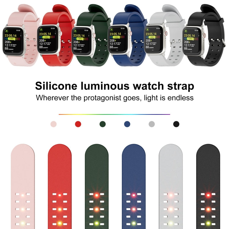 For Apple Watch Series 8 45mm Luminous Colorful Light Silicone Watch Band(Light Grey) by buy2fix