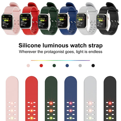 For Apple Watch Series 9 45mm Luminous Colorful Light Silicone Watch Band(Black) - Watch Bands by buy2fix | Online Shopping UK | buy2fix