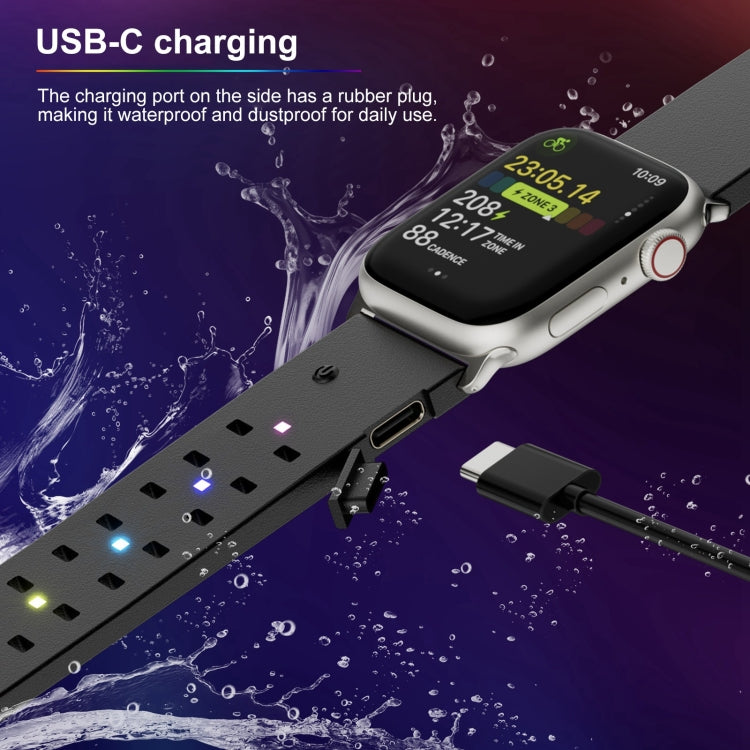 For Apple Watch Series 6 44mm Luminous Colorful Light Silicone Watch Band(Black) by buy2fix