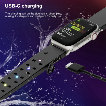 For Apple Watch Series 6 44mm Luminous Colorful Light Silicone Watch Band(Black) by buy2fix