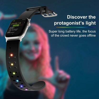 For Apple Watch Series 6 44mm Luminous Colorful Light Silicone Watch Band(Black) by buy2fix