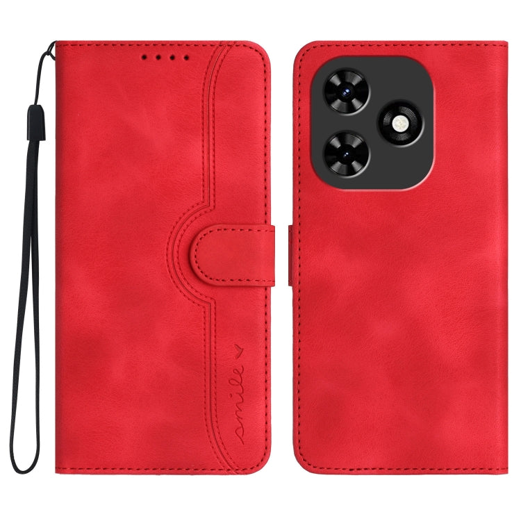 For Tecno Spark Go 2024 Heart Pattern Skin Feel Leather Phone Case(Red) by buy2fix
