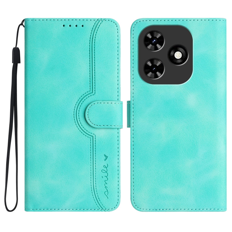 For Tecno Spark Go 2024 Heart Pattern Skin Feel Leather Phone Case(Light Blue) by buy2fix