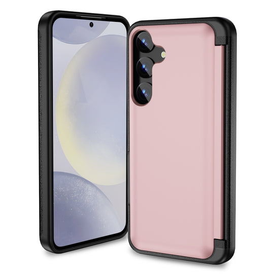 For Samsung Galaxy S24 5G 3 in 1 Flip Holder Phone Case(Pink)