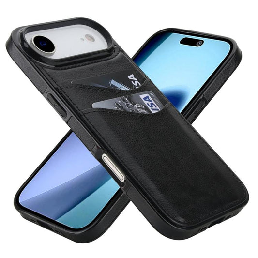 For iPhone Air Litchi Leather Skin Card Slots Phone Case(Black) - iPhone Air Cases by buy2fix | Online Shopping UK | buy2fix